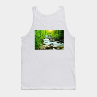 Mystic sun illuminating the Ambro river with gleaming waters Tank Top